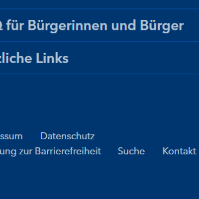 Screenshot FAQ für Bürgerinnen und Bürger.